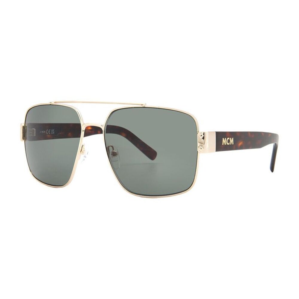 MCM Sunglasses Aviator Full Rim, Gold Frame and Green Lens MW000832N